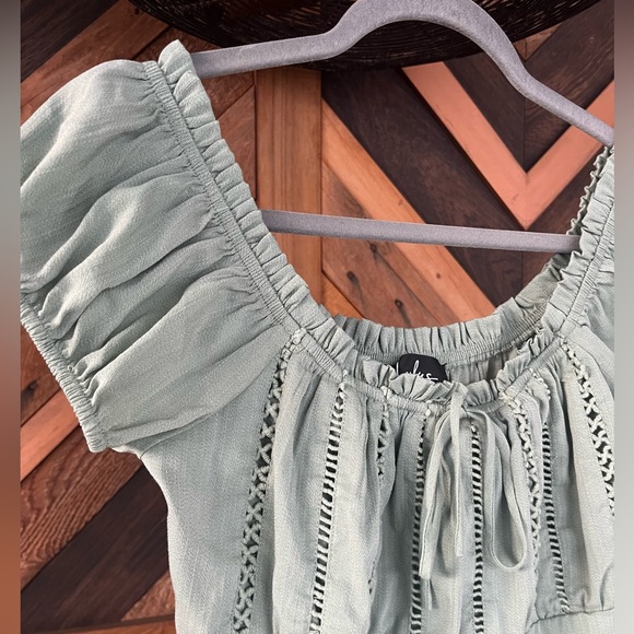 Lulus Wisteria Light Blue Embroidered Off-the-Shoulder Mini Dress Size Medium - Picture 8 of 9